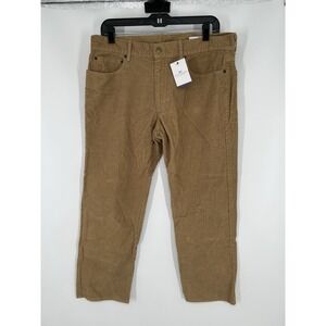 Peter Manning Straight Leg Regular Fit Corduroy Pants Khaki Tan Beige Mens 34x26